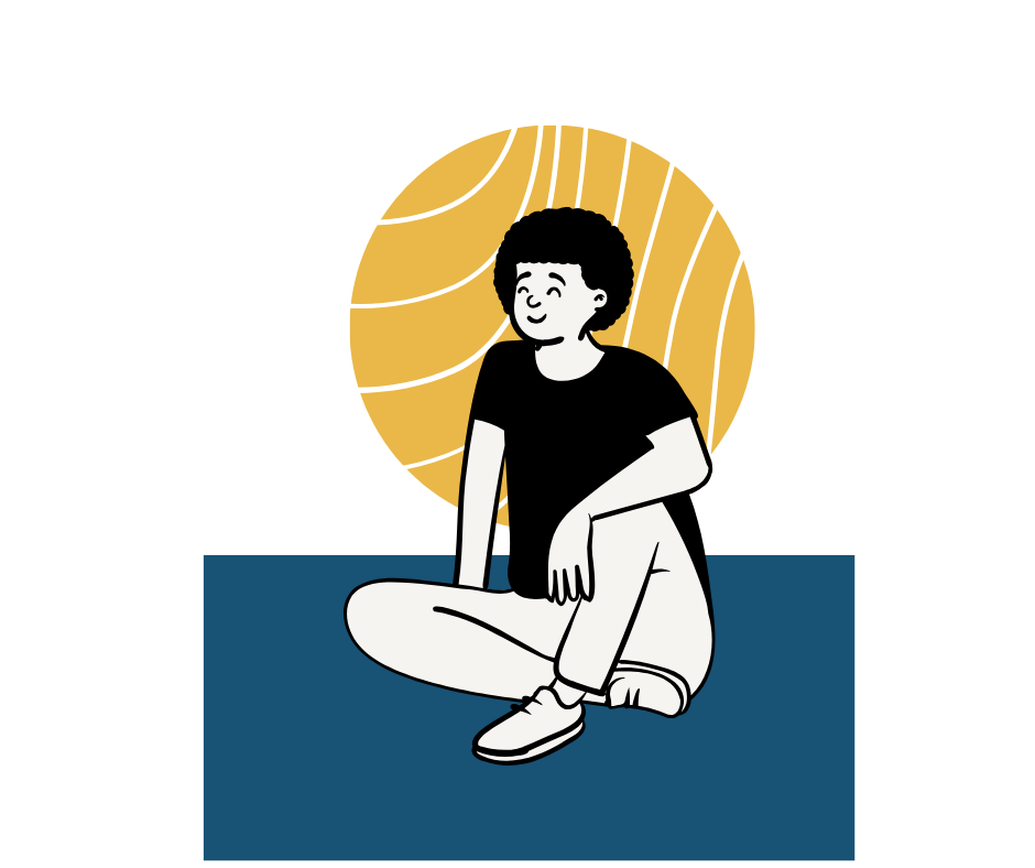 Illustration of a person looking reflective