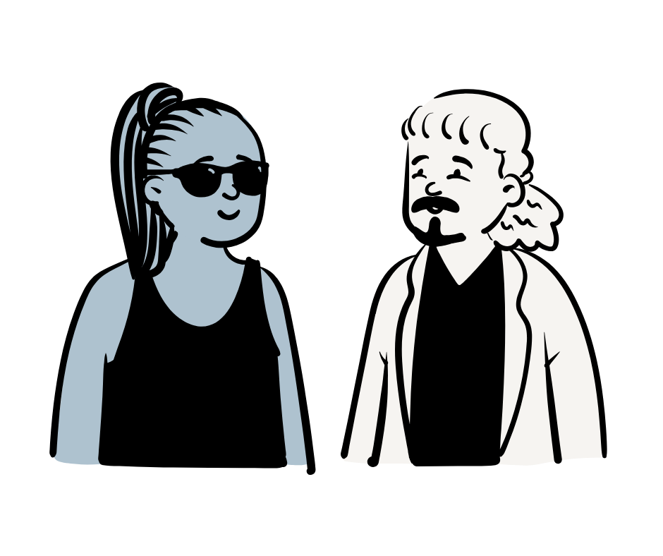 Illustration line drawing of two people facing each other