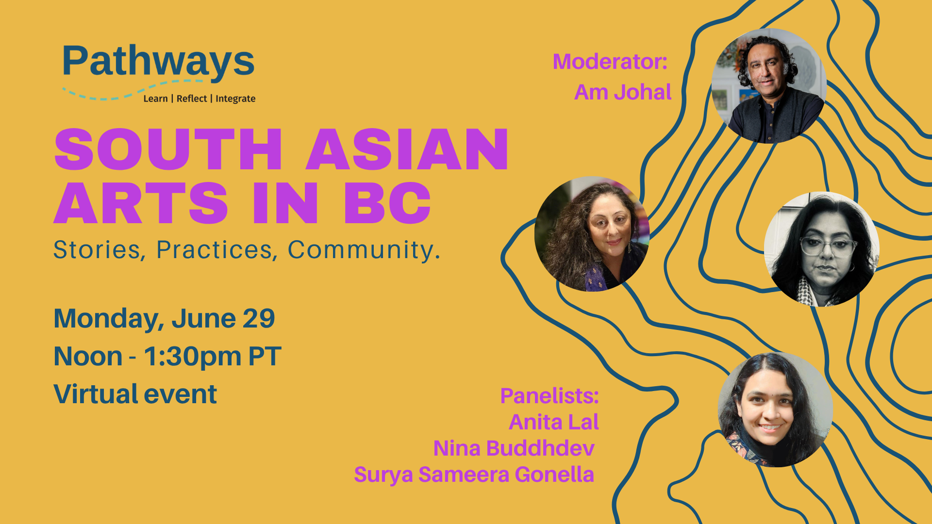 Promotional graphic for "South Asian Arts in BC: Stories, Practices, Community"