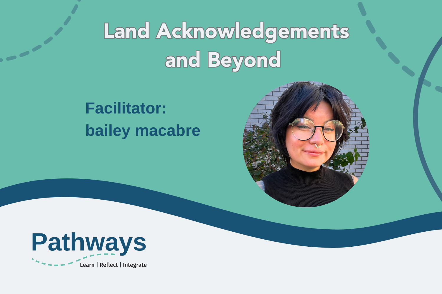 Promo graphic for Land Acknowledgements and beyond